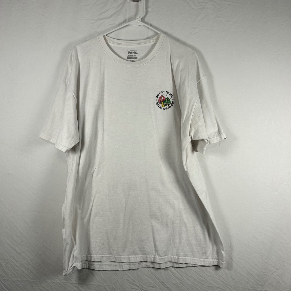 Vans Off The Wall Fun Guys Mushroom Graphic T-Shirt White Mens XL Classic Fit
